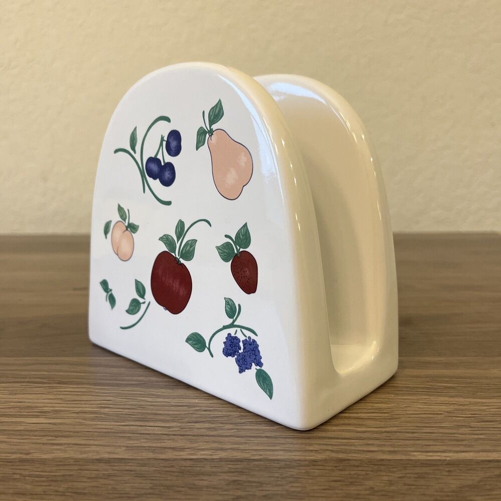 Vintage Princess House Exclusive, Orchard Medley Napkin Holder, Fruit, Porcelain